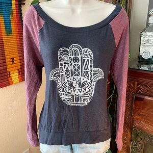 Billabong Mauve/Navy Hamsa Boho Oversized Top M